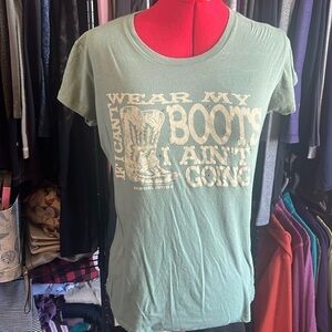 “If I can’t wear my cowboy boots” t shirt